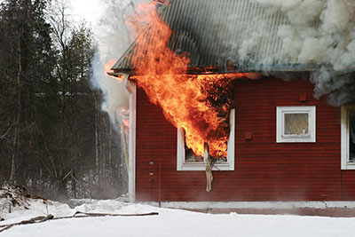 Flames exiting a window